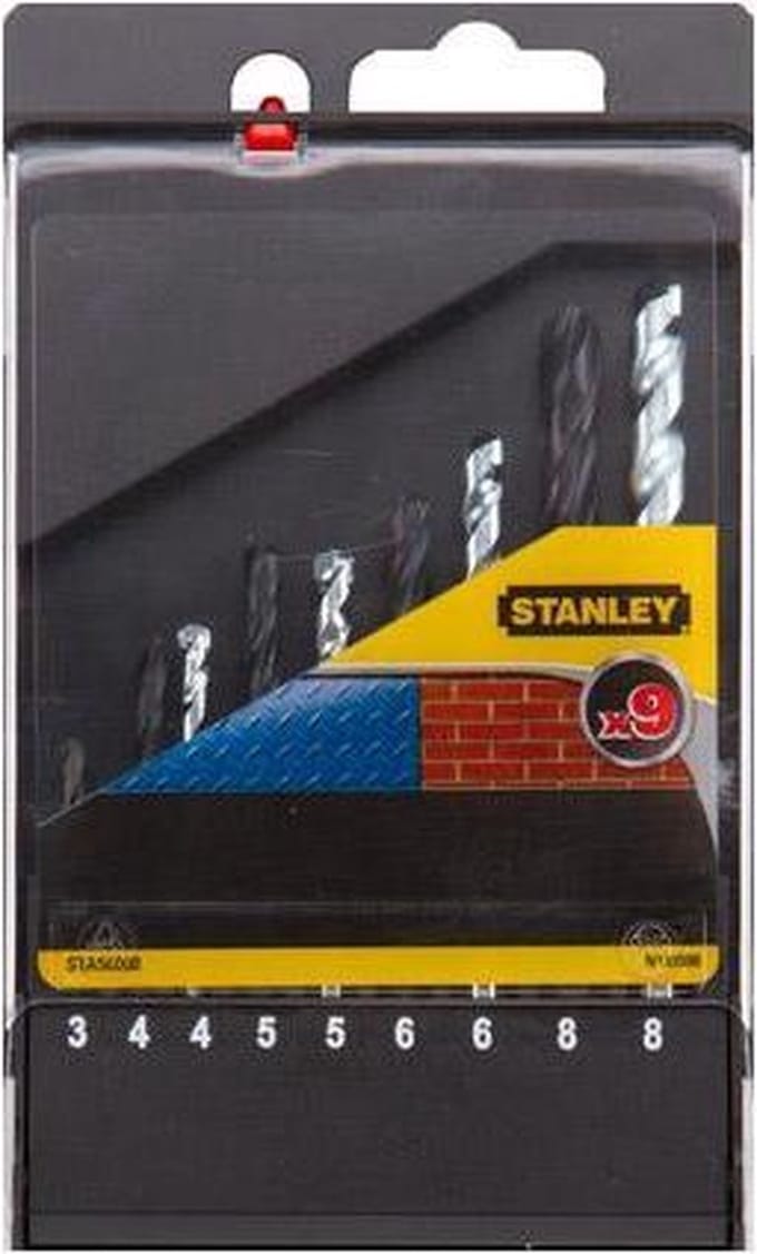 Stanley Multimateriaalboor Set - Diam. 3/4/5/6/8mm - 9 Stuks