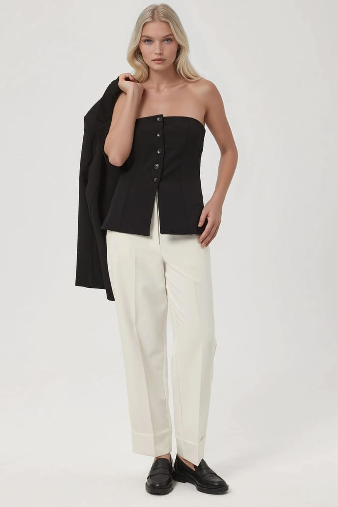 Bandeau Knopdetail Aansluitende Top