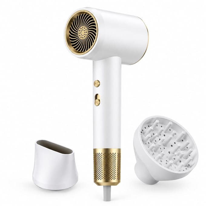 Snelle haardroger - 2400 W - 5 snelheden en warme/koude lucht - concentrator en diffuser - wit 38