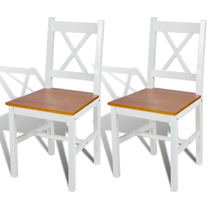 vidaXL - Eetkamerstoelen - 2 - st - grenenhout - wit