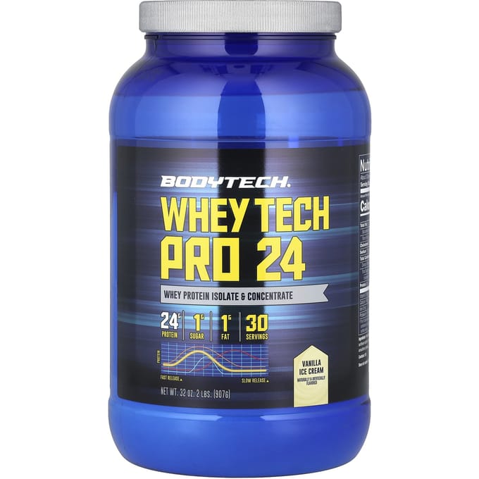 BodyTech, Whey Tech Pro 24, Crème Glacée Vanille, 2 lbs (907 g)