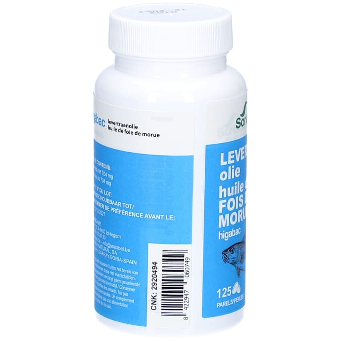 Soria Natural Higabac levertraanolie 125 Softgels
