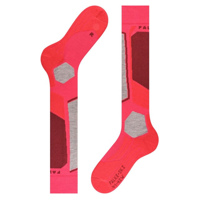 FALKE SK2 warm dik wol functioneel materiaal skisokken dames rood - maat 41-42