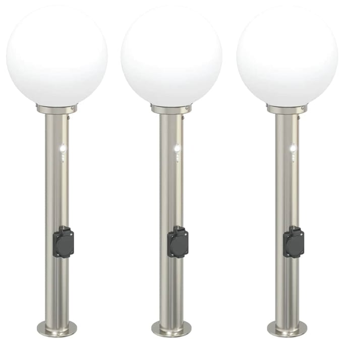 vidaXL Bolderverlichting met sensor en stopcontact 3 stuks 80 cm