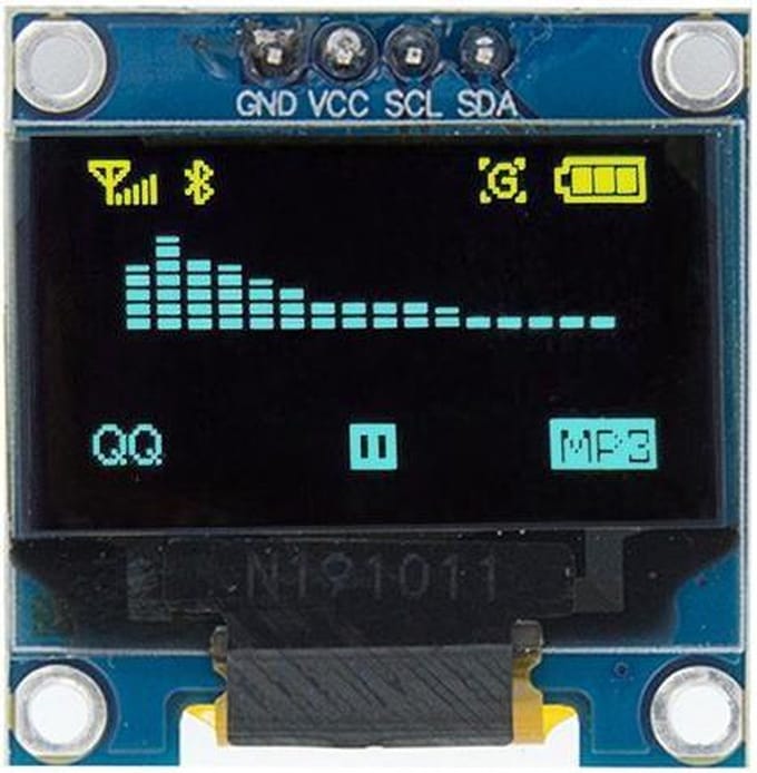 OTRONICÂ® Mini OLED display blauw/geel 0.96 inch 128x64 pixels I2C voor Arduino | ESP32 | ESP8266 | Raspberry Pi