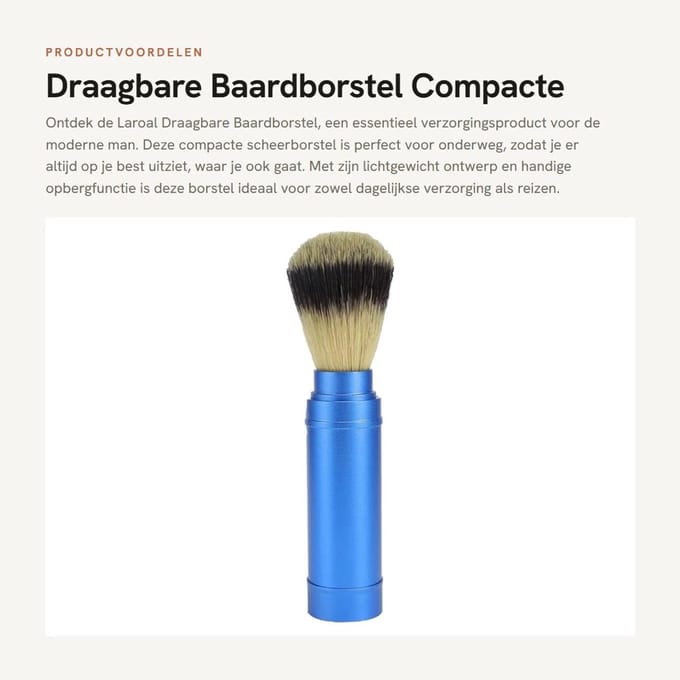 Dailygoods- Baardborstel Compact - Scheerkwast - Aluminium - Reiskoffer - Lichtgewicht - 155 x 31 mm