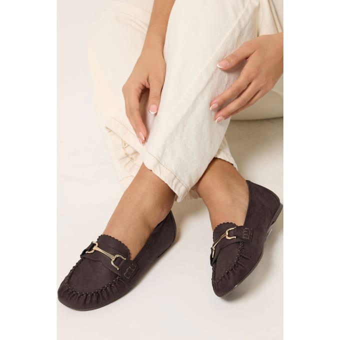 Yours Chocoladebruine Loafers Van Imitatiesuède In Brede Epasvormsize 39EEE