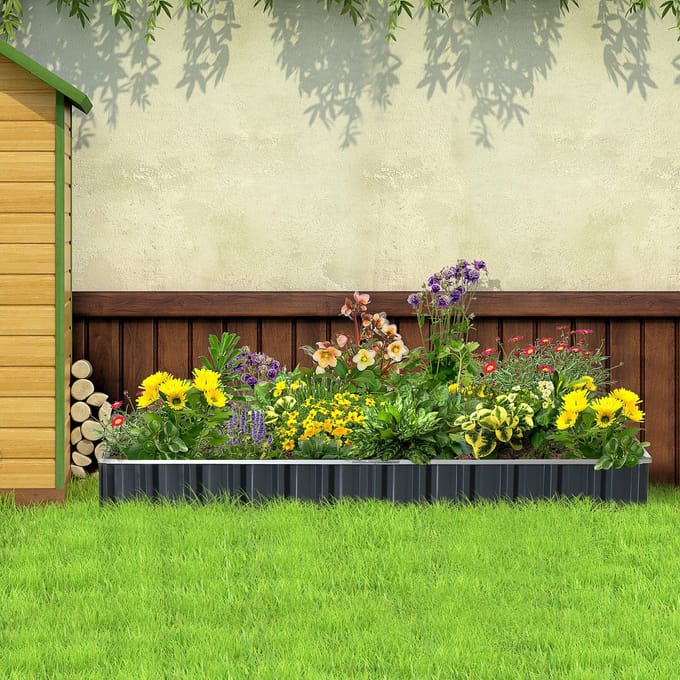 REDOM Verhoogde Plantenbak - Open Bodem - Modern - Tuin - Staal - Donkergrijs - 258 × 90 × 30 cm