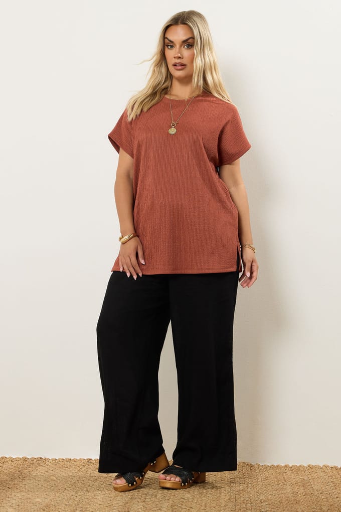 Yours Roest Oranje Gestructureerde Zware Top Size 46