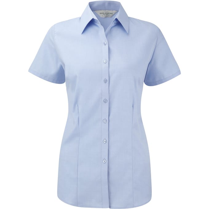 Russell Dames/dames Visgraat Werkshirt met korte mouwen (Lichtblauw)