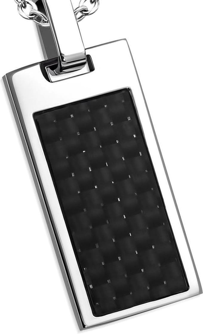 Montebello Ketting Tag - 316L Staal - Carbon - 30x15mm - 60cm
