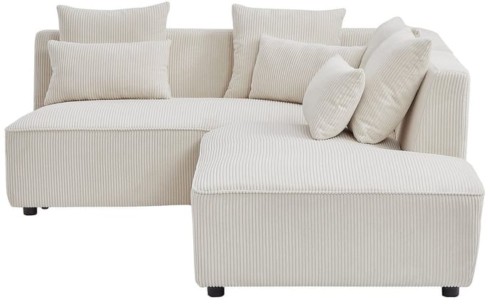 Vente-unique Hoekbank rechts van veige corduroy MECODI