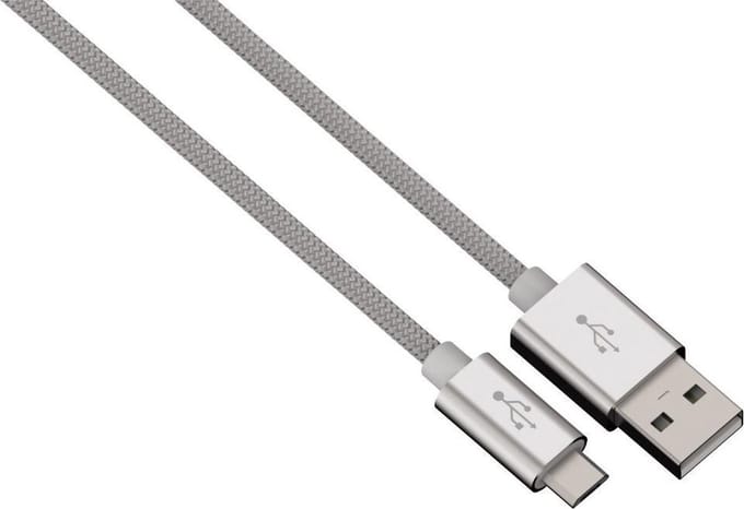 Hama Alunylon synchrokabel micro-USB-USB 1m zilver