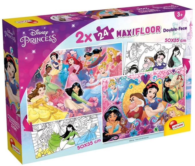 Lisciani - Disney Princess - Double face - Puzzel Maxifloor - 2 x 24 stukjes