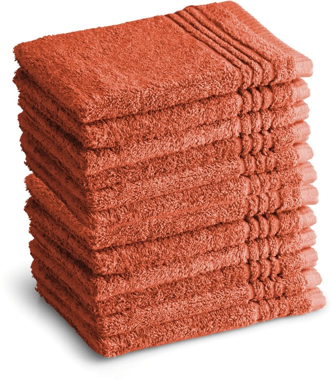 OUTLET BADTEXTIEL - set van 12 - washand 16x21 - terracotta