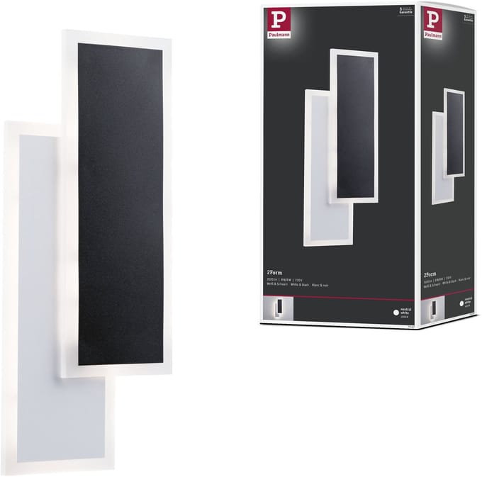 LED-wandlamp 2Form 4000K 1070lm 230V 8W / 8W Wit, Zwart