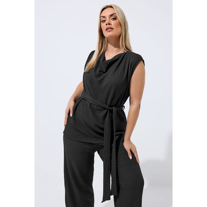 Limited Collection Zwarte Mouwloze Top Met Structuur Size 42