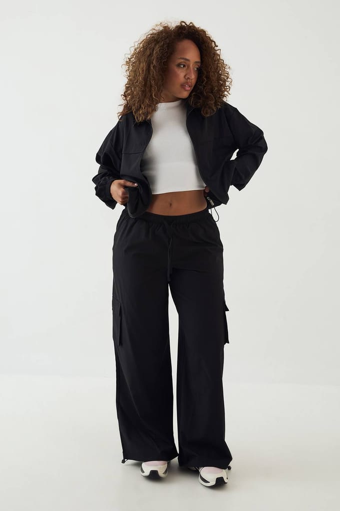 Dames Dsgn Studio Wijde Cargo Broek | Zwart | Maat: Medium