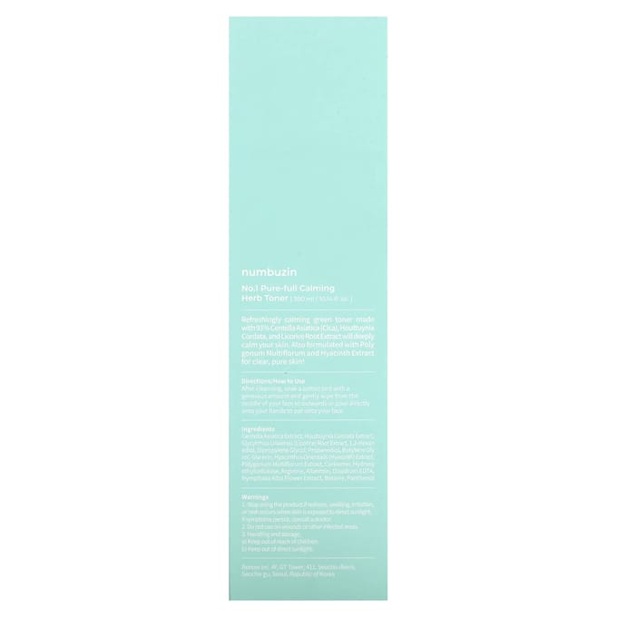 numbuzin No.1 Pure-Full Kalmerende Kruiden Toner Verzachtend Hydraterend 300ml white