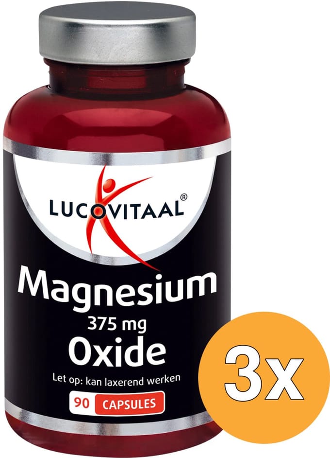 3x Lucovitaal Magnesium Oxide 375mg (90 capsules)