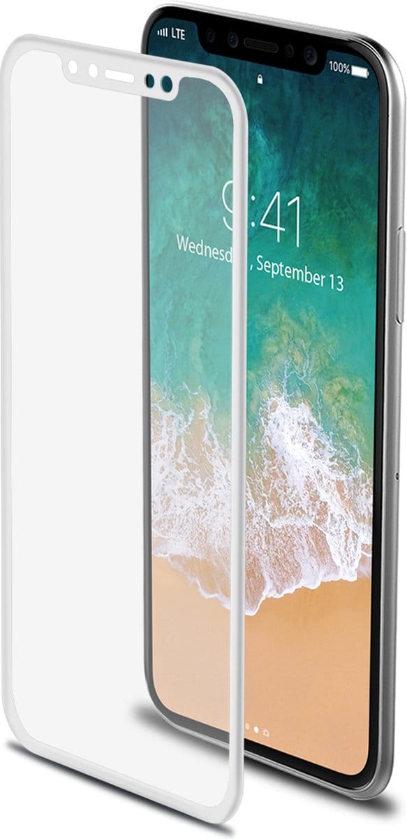Screenprotector voor iPhone X/XS, Wit - Glas - Celly