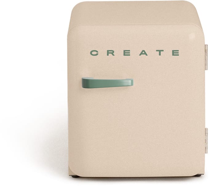 CREATE - Koelkast in retrostijl - Zand - Handvat Sage - FRIDGE RETRO 48L