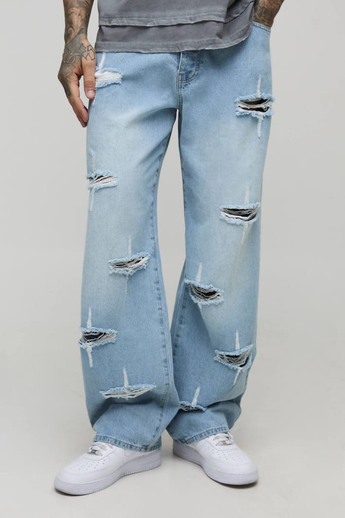Lang Stijf Star Versleten Relaxte Pasvorm Jeans | Ice Blue | Size 32