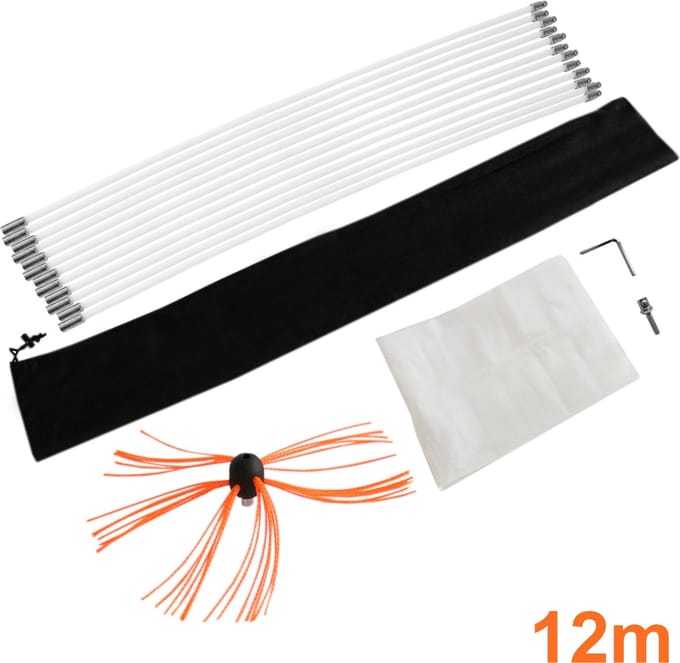 Maxblast elektrische schoorsteenborstel - grijs - 12m - stofdoek
