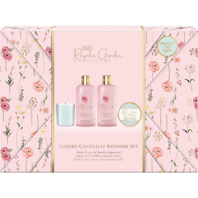 Baylis & Harding Royale Garden Rose, Poppy & Vanilla Luxury Candlelit Bathtime Gift Set
