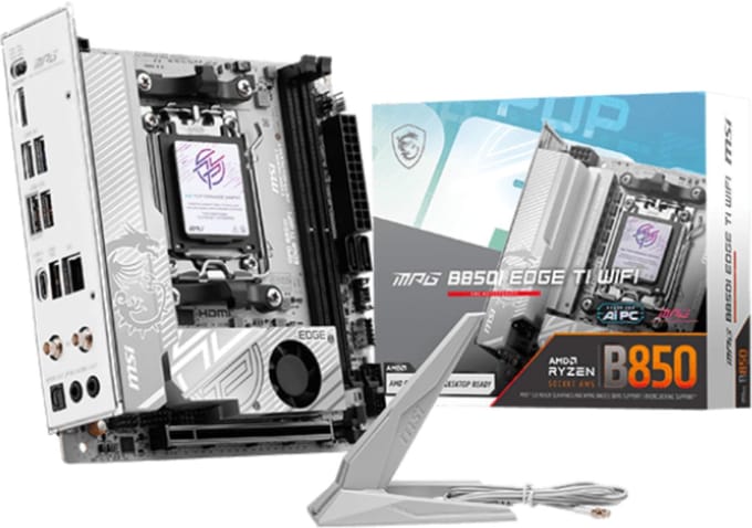MSI MPG B850I EDGE TI WIFI AM5 ITX MB Moederbord Socket AMD AM5 Vormfactor ITX Moederbord chipset AMD® B850