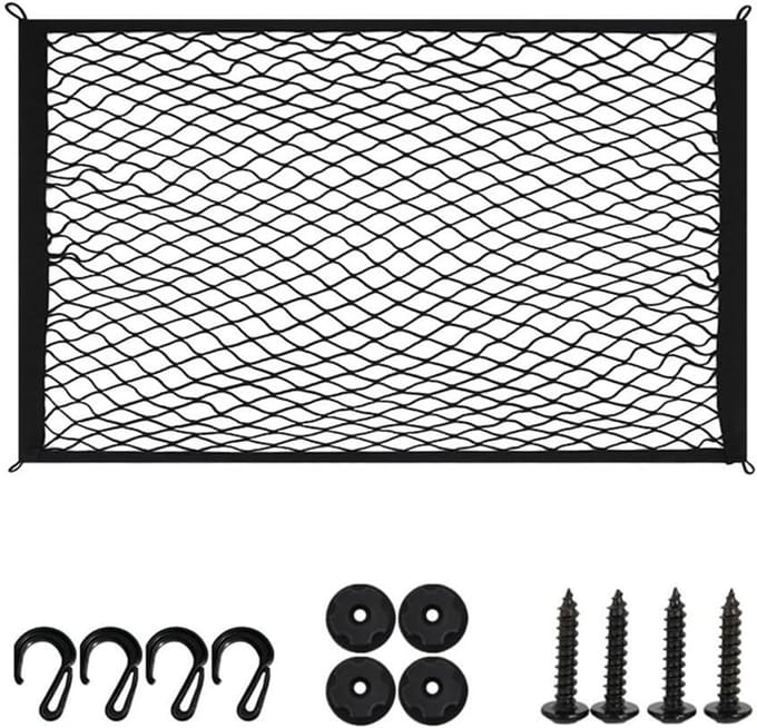 Opbergnet Bolderkar - Ladingnet Nylon - Lading Zekeren - Elastisch Ontwerp - 100 x 80 cm - Zwart