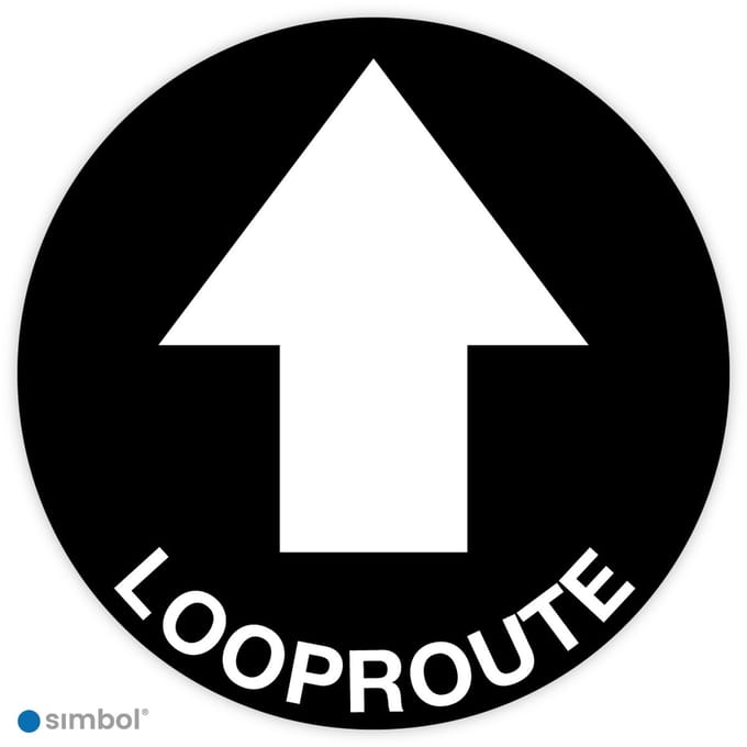 Simbol® - Vloerstickers Looproute met Pijl - Anti-Slip - Formaat ø 50 cm.