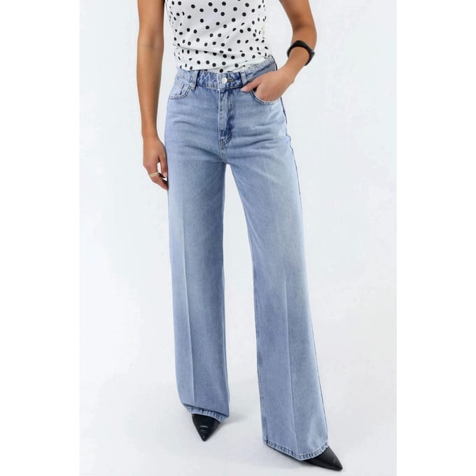 Brede Pijpen Rauwe Denim Jeans