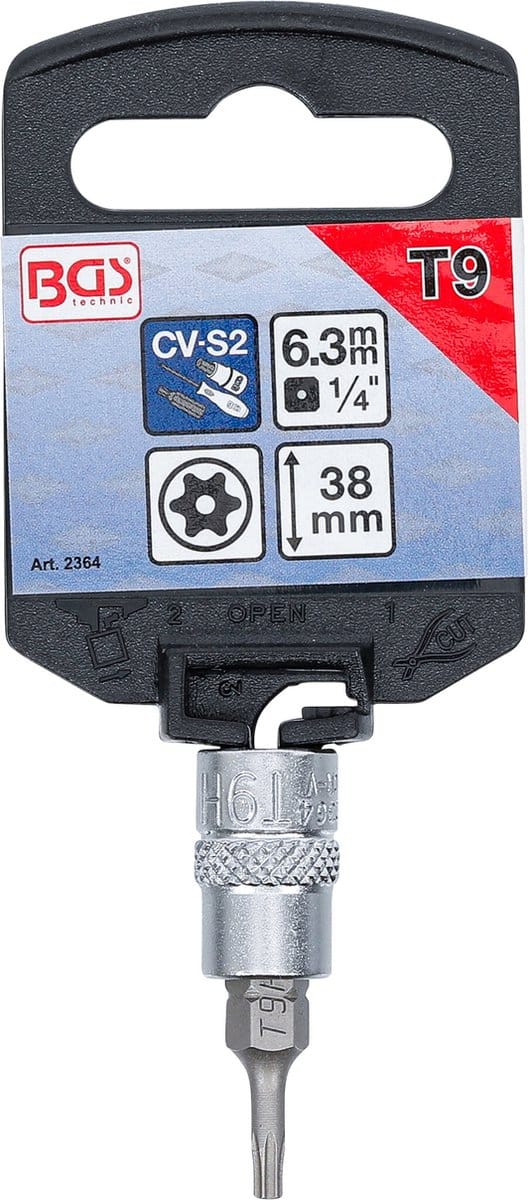 BGS Dopsleutelbit 1/4 Torx met boring T9