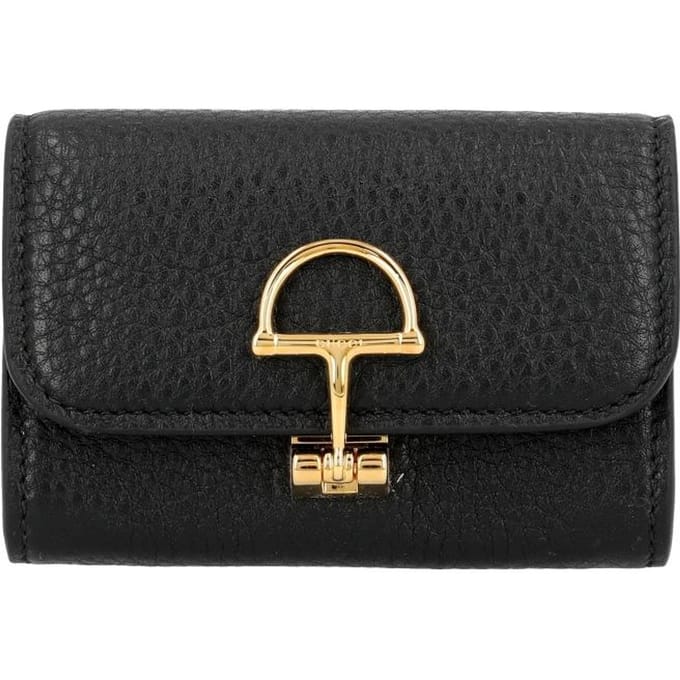 Gucci Soft Bit Half Bit Kaarthouder Portemonnee 828148 Aaeao 1000 828148 AAEAO 1000 black