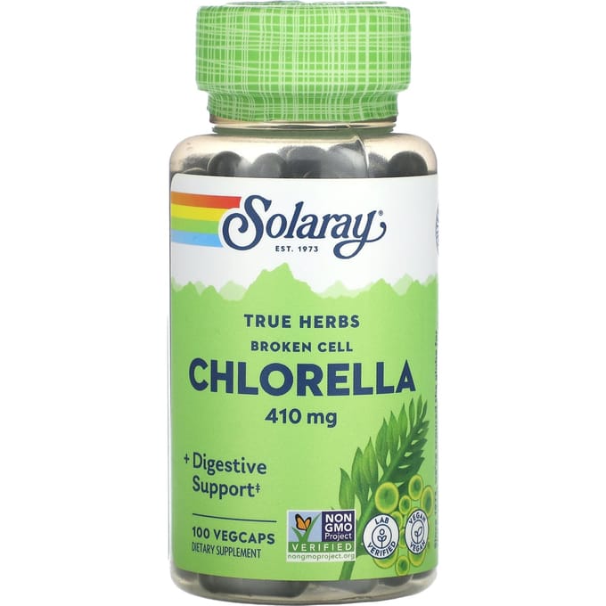 True Herbs, Celwand Verpulverde Chlorella, 410Mg, 100 Plantaardige Capsules