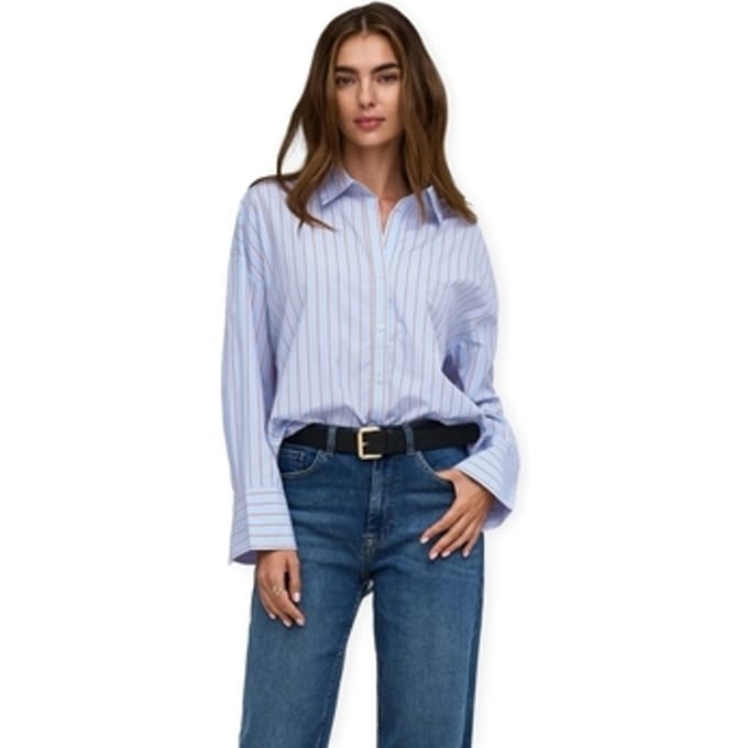 Blouse Only Oregon Alva Shirt - Dusty Blue/Fig
