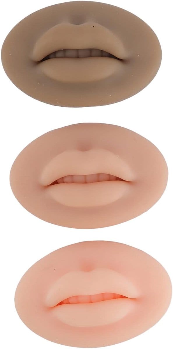 Set van 3 Silicone Sponsen voor Lip- en Huidtraining - Microblading, Tattoo Oefening en Make-up Training