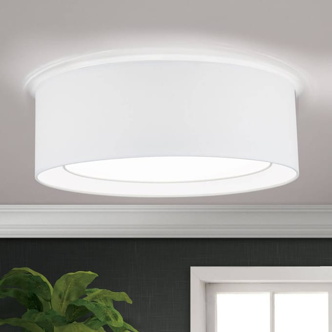 ORION Ronde stoffen plafondlamp Antoni in wit