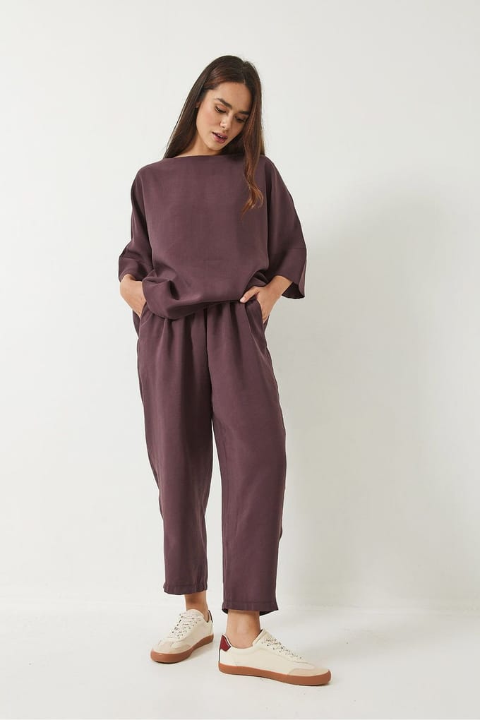 Oversized Boot hals Polyester Twee-delig Co-ord Set
