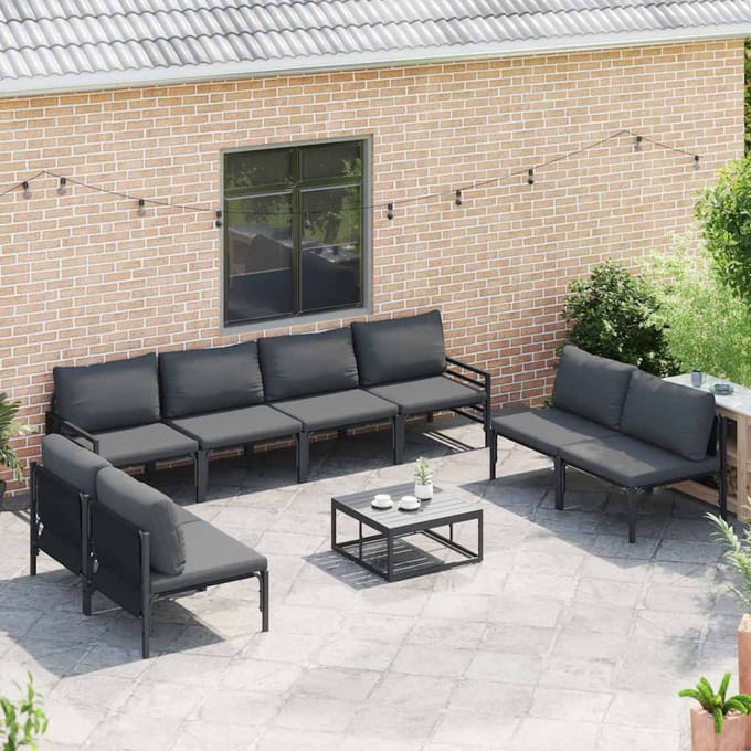 vidaXL - Tuinbank - Set - 8 - st - Zwart - Staal