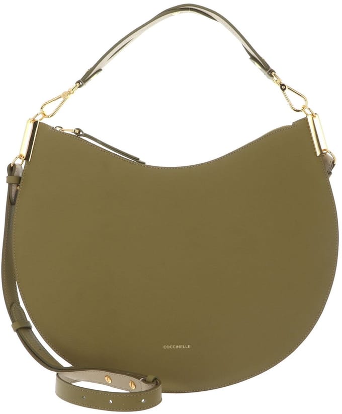 COCCINELLE Leren schoudertas Sunup Handbag Double Grainy Leather Seagrass / Sandshell kaki