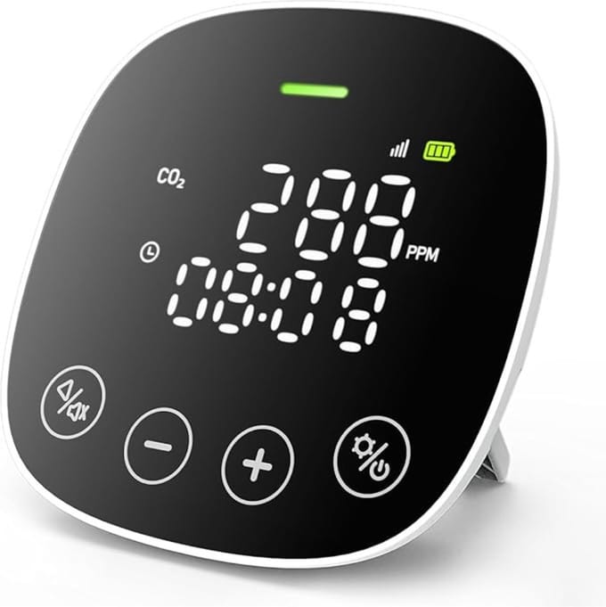 CO2 Meter Binnen – Luchtkwaliteitsmelder – Luchtvochtigheidsmeter – Temperatuurmeter – NDIR-Sensor – CO2 Detector – USB – Multifunctioneel - Wit
