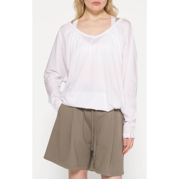 10DAYS Tie Long Sleeve Tee White Größe: S | Longsleeves Outlet | Damen | Weiß