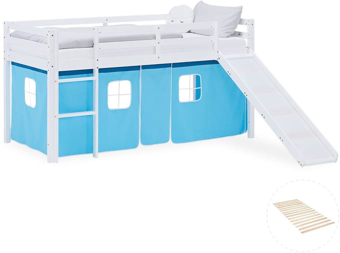 Homestyle4u Hoogslaper - 90x200 cm - Blauw - met lattenbodem