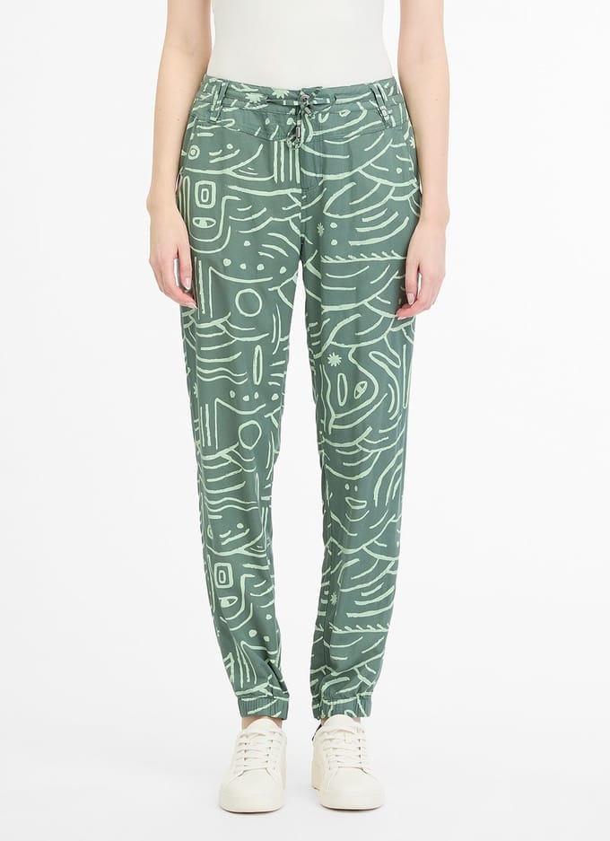 Broek Talin groen print elastiek Ragwear - maat 28