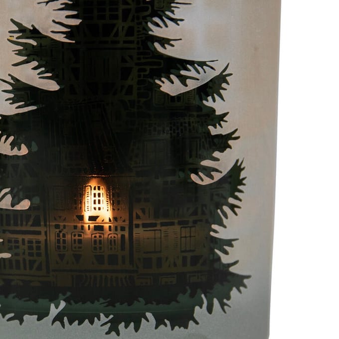 Mars & More Windlicht huisjes en dennenboom large 18cm
