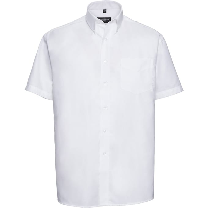 Russell Collection Heren Oxford Easy-Care overhemd met korte mouwen (Wit)