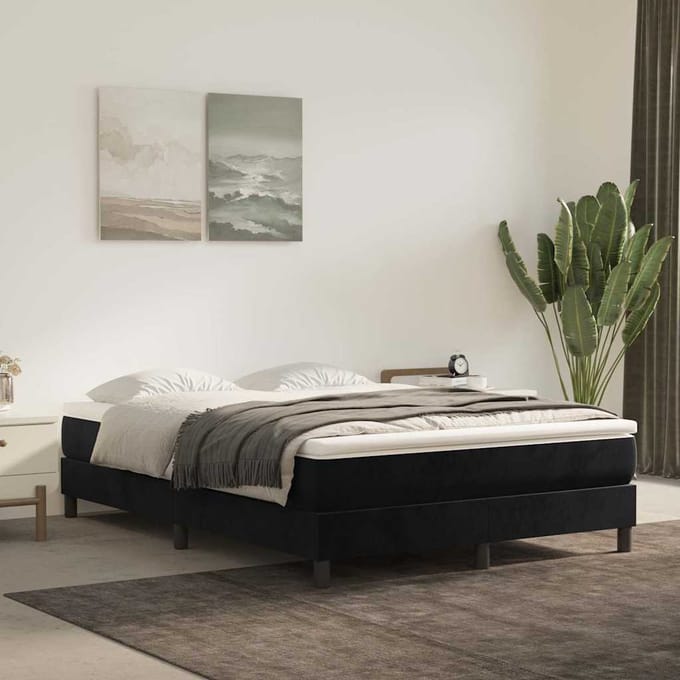 vidaXL - Pocketveringmatras - medium - 140x220x20 - cm - fluweel - zwart
