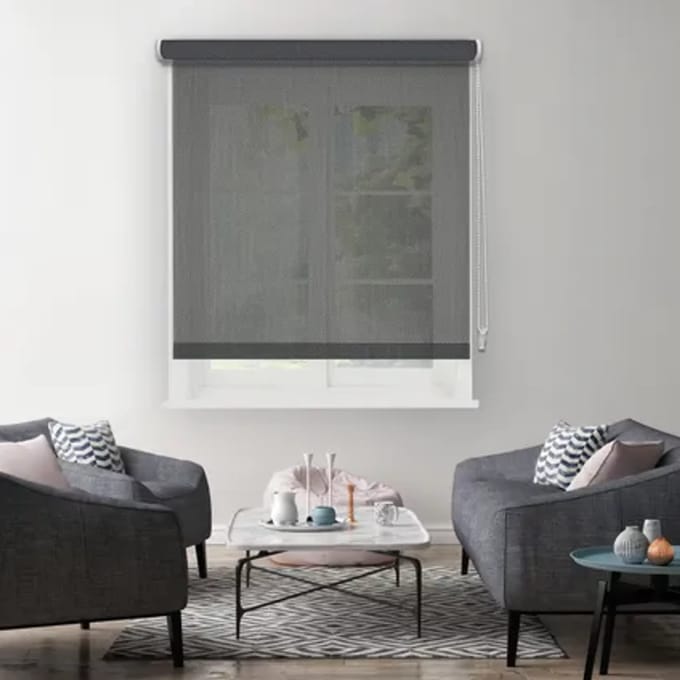 Madécostore - Rolgordijn - Lichtdoorlatend - Antracietgrijs - Br.150 cm x H 190 cm.